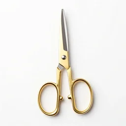 gilded scissors, 8k product photo, isolated on a pure white background, centered, entire object in frame, sharp focus, soft studio lighting