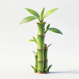 chibi lucky bamboo, stylized pixar-style 3d render, full body, isolated on a pure white background, centered, entire subject in frame, sharp focus, soft studio lighting