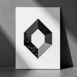 minimal geometric card symbol by karl gerstner, monochrome