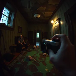 1 9 9 3, disposable camera, flash, pov, old abandoned house, charmender, pokemon, crawling, ooze, slime, veins, wet