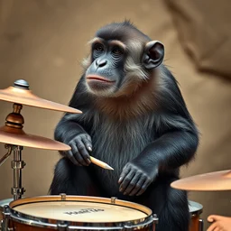 monkey playing a drum kit
