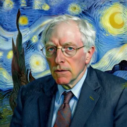 portrait of bernie sanders in the style of van gogh.