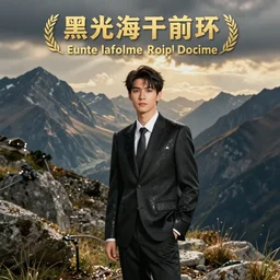 wet plate photography young asian man in black suit, trekking mountain background