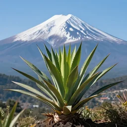 Jade plant with mount everest in the background