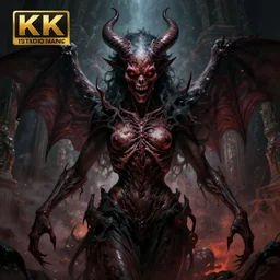 symmetry!! stunning portrait of a demon!! by victo ngai, moody colors, dynamic lighting, horror!! body horror, hell, baroque, digital art, winning award masterpiece, fantastically beautiful, illustration, aestheticly inspired by beksinski and dan mumford, trending on artstation, art by greg rutkowski and david cronenberg and h r giger, 8 k