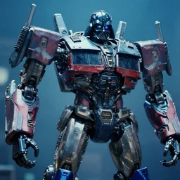 a macro closeup film still photo of the chrome terminator transformer darth vader cylon warror in a massive mass effect halo robot factory at night,blue haze, volume metric lighting, retracing, unreal, concept art cyperpunk video game poster design with intricate details :: action, gears of war, smoke, post apocalyptic, deathstar, Battlestar Galactica, neon lighting, lens flare, rich vibrant colors, High contrast, blizzard concept artist, acrion, syd mead