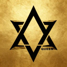 album cover art for gold and black triangle queen design by akihiko yoshida