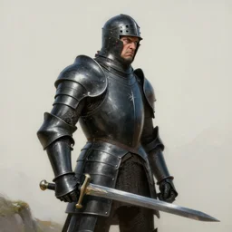 realistic side view painting of the king of the mountain, angry, black iron armour, sword, lava, dramatic lighting, intricate, wild, highly detailed, digital painting, artstation, concept art, smooth, sharp focus, illustration