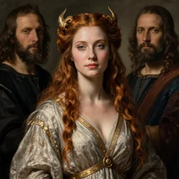 portrait of beautyful witch circe in the odyssey, art by petrus christus, caravaggio, leonardo da vinci
