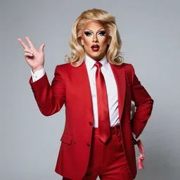 photo still of drag queen!!!! donald trump!!!! in drag, 8 k, studio lighting