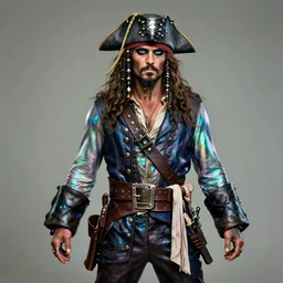iridescent bodypaint on a swashbuckling space pirate