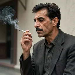 very accurate photo, very coherent image, hyper realistic photo of a man holding a cigarette, by Omar Reda, Tim Booth, award-winning shot