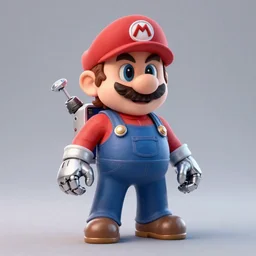 3d render of Mario as a cyborg, 4k, uhd, ray trace