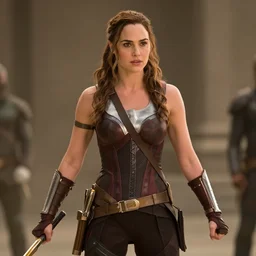 film still of gal gadot as katniss, the hunger games, action shot, cinematic, volumetric lighting, color graded