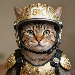 a cat wearing a helmet, 8 k, hd, full - hd, ultra - hd, super - resolution, global illumination, insanely detailed and intricate, hypermaximalist, elegant, ornate, hyper realistic, super detailed