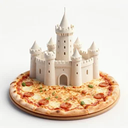 a castle made of pizza seen from afar