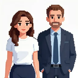 kim wexler and saul goodman, pixel art, trending on artstation, high quality