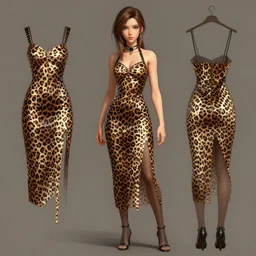 concept art of aerith gainsborough in wall market leopard print dress, highly detailed, trending on artstation