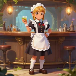 barmaid cute, ultra detailed fantasy, dndbeyond, bright, colourful, realistic, dnd character portrait, full body, pathfinder, pinterest, art by ralph horsley, dnd, rpg, lotr game design fanart by concept art, behance hd, artstation, deviantart, hdr render in unreal engine 5