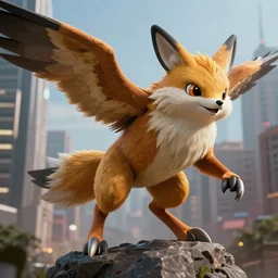 giant falco lombardi star fox terrorizing city, highly detailed, extremely high quality, hd, 4 k, 8 k, professional photographer, 4 0 mp, lifelike, top - rated, award winning, cinematic, realistic, detailed lighting, detailed shadows, sharp, no blur, edited, corrected, trending