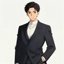 young man, 7 0 s anime, sharp, elegant, highly detailed, simple lines, digital painting, artstation, concept art, matte, sharp focus, illustration, hearthstone, artstyle of ghibli