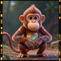 🤓, monkey, disney, pixar, 8 k, hd, dof, kodak film, volumetric lighting, subsurface scattering, iridescent, photorealistic, octane render