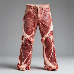 pants created from meat, steak pants, high definition, beautiful award winning photography, 8 k.