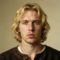 a realistic portrait of a blonde man with big lips, ancient times, edward hopper, trending on artstation