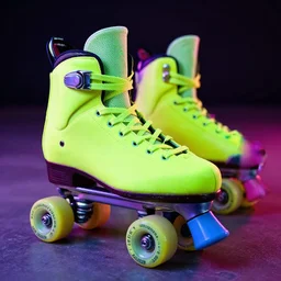 roller blades covered in neon paint