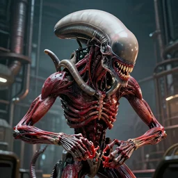 hr giger highly detailed anatomical biomechanical industrial factory made to chew objects, biomechanical xenomorph machine made of teeth red gums red sinew red muscle, disturbing biohorror saliva, cinematic 3 d render unreal engine, photorealistic, volumetric lighting, photographed by hr giger, rendered by hr giger, designed by hr giger