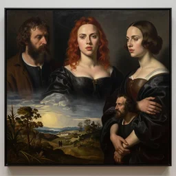 museum quality painting of scarlet johansson and natalie portman, by jan van eyck, tom bagshaw, jean delville, william bouguereau, albrecht durer