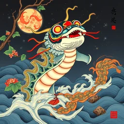 a beautiful painting kappa japanese yokai, by ukiyo - e award - winning art color screen printing
