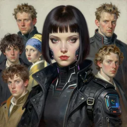 portrait max mad cyberpunk, a cyberpunk girll design, painting by gaston bussiere, katsuya terada, nc wyeth, greg rutkowski, craig mullins, vermeer, frank frazetta, tom of finland, trending on artstation, jeffery catherine jones