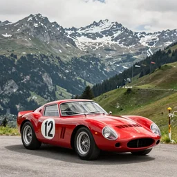 car photography of “Ferrari 250 GTO series 2” in the Swiss Alps by Emmanuel Lubezki
