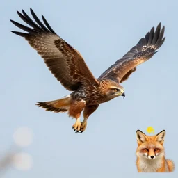 flying cat eagle fox face bokeh 8 0 mm animal photography 8 k award winning photograph majestic sky background