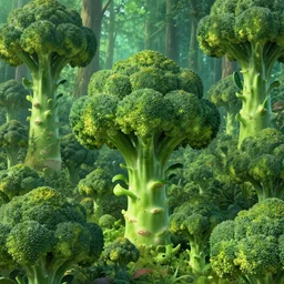 an alien forest of brocolli trees, octane rendering, trending on artstation, by zdzisław beksinski, studio ghibli, michael whealan and james gurney detailed, 8 k