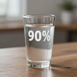A 90 percent full glass of water on a table, 4k, unreal engine