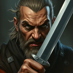 kenku blade smith. angry facial expression. character study. timeless