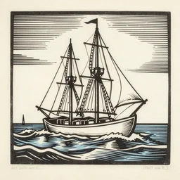 nautical linocut by Paul Nash