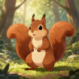an anthropomorphic medieval squirrel with a fluffy tail in the forest, trending on artstation, trending on furaffinity, digital art, by kawacy, anime, furry art, warm light, backlighting