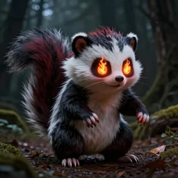 i am a funky skunk with lots of bunny powers and i have flaming glowing eyes in the style of junji ito and lisa frank
