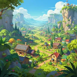 sci fi solarpunk anarchist small town in a bright lush landscape::3 with a distant view::1 hopeful::2 colorful::0.5 vibrant::0.