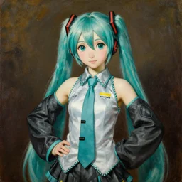 an oil portrait painting of hatusne miku by giuseppe arcimboldo
