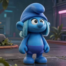 Smurfette in cyberpunk 2077 unreal engine 5 8k hyperdetailed