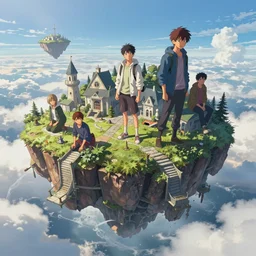 an intricate concept art illustration of an breezy floating island above the clouds, fantasy, anime style, trending on artstation, cgsociety, epic lighting, digital art, matte painting, photorealistic movie still, art by ivan talavera and artgerm and dylan cole and feng zhu, hyper realistic, octane render, vibrant