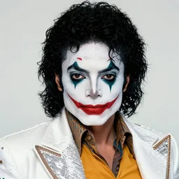 dynamic macro head portrait of beautifu michael jackson as the joker in white sequined jacket by john romita sr and cory walker and ryan ottley and jack kirby and barry windsor - smith, comic, illustration, photo real