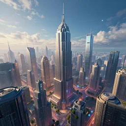 A futuristic city in the sky, cyberpunk, digital art, trending on artstation, HDR, by Thomas Kinkade