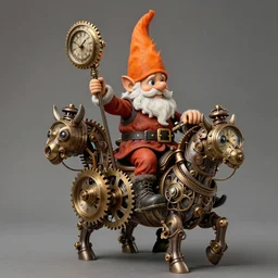 steampunk orange mohawk Streetfighter Gnome Santa riding an intricate clockwork gearwork automaton golem brandishing winslow homer craig j. spearing thomas eakins
