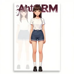 artgerm and sandra chevrier comic cover art, full body cute young lady, symmetrical eyes, bangs, rim lighting, vivid colors, vector cutout illustration vivid multicolor borderlands