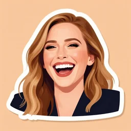 Elizabeth olsen laughing, Sticker illustration, vector art